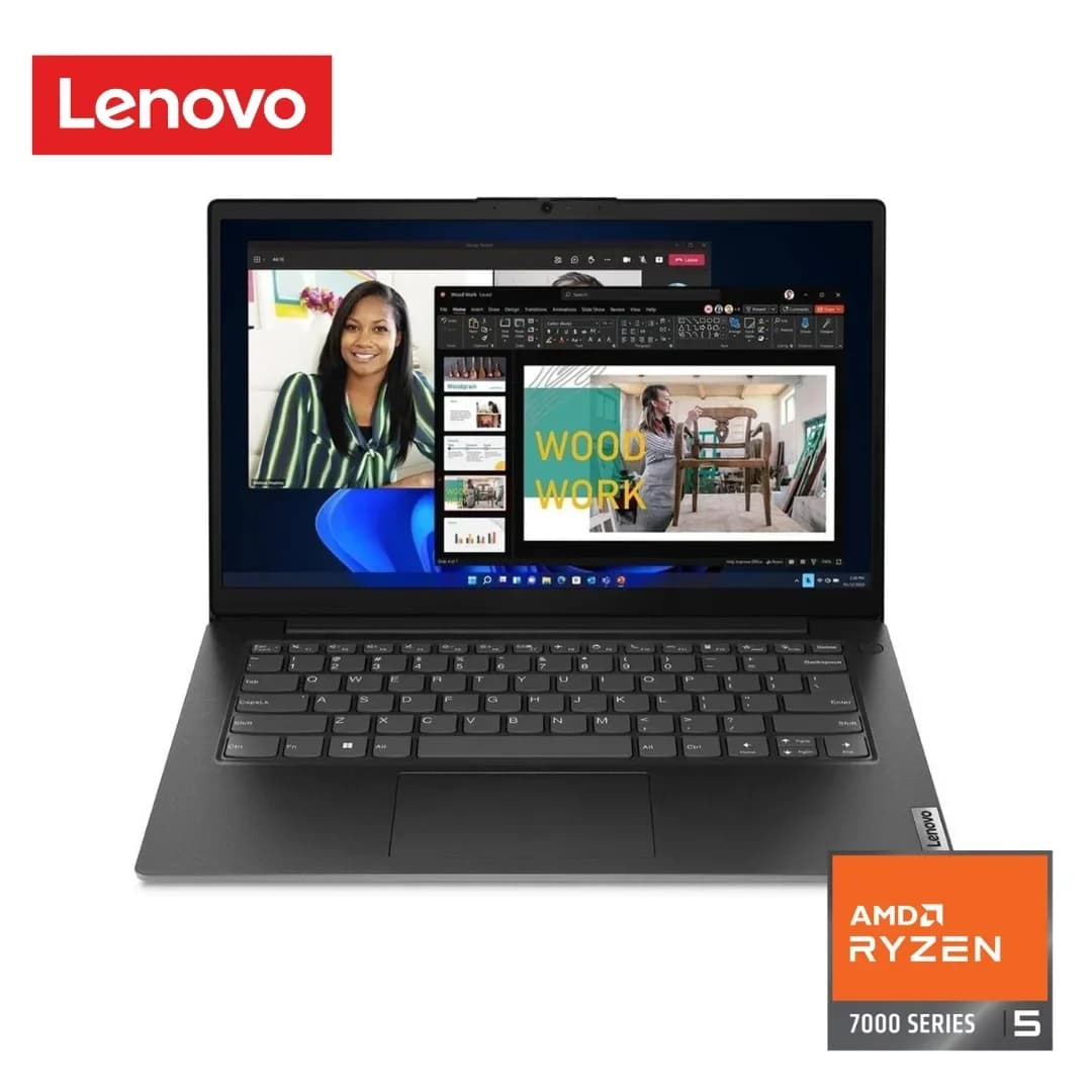 Lenovo V14 AMD Ryzen 5 7520U – 16GB DDR5 RAM – 512GB NVMe SSD – 14″ FHD Display – AMD Radeon Integrated Graphics – Black